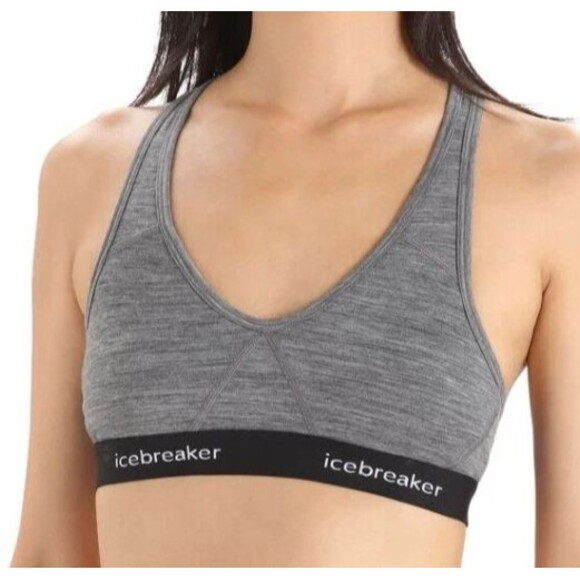 ICEBREAKER NEW XS Merino Wool Blend Sprite Racerback Bra Sports Hiking Gray - Picture 1 of 10